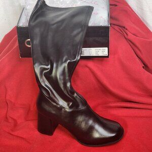 Ellie Black Patent 3" Platform Heel GoGo Boots with Full Range Zipper Size 10